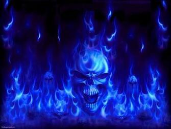 Dark Blue Flame Skull Wallpaper Other Computer Items