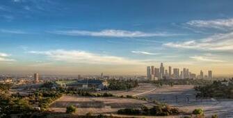 Dodger Stadium With Downtown Los Angeles In The Background