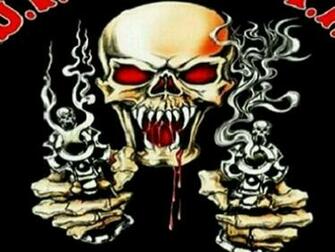 Pin Skull With Smoking Guns Skulls And Cool Wallpaper