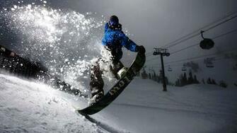 Snowboard Evening Snow Light Trick Wallpaper
