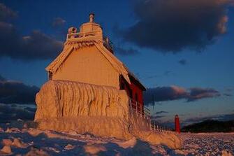 Encrusted Lighthouse Grand Haven Michigan In Pictures