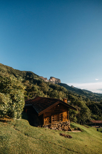 Hill Wooden Cabin House Wallpaper