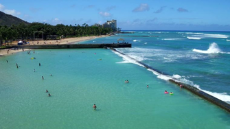 Waikiki Beach Honolulu Hawaii Aerial Drone Footage Stock Video