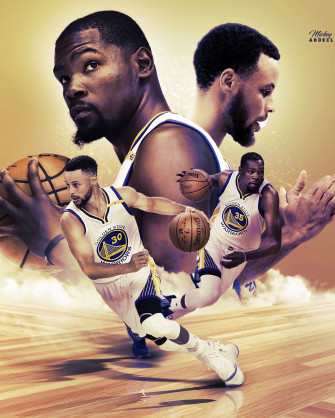 Kevin Durant Steph Curry Warriors Duo Nba Art Wmcskills
