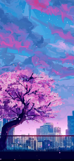 Cherry Blossom Tree Anime Japanese iPhone Wallpaper