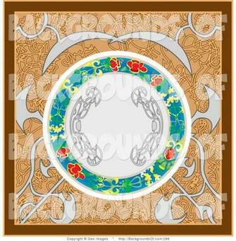 Brown Patterned Background With A Colorful Circular Center By Geo