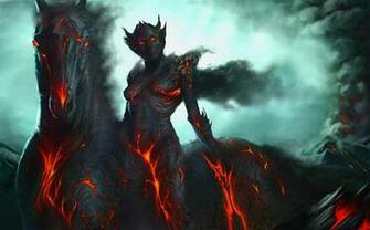 Dark Demon Fantasy Warrior Horse Wallpaper