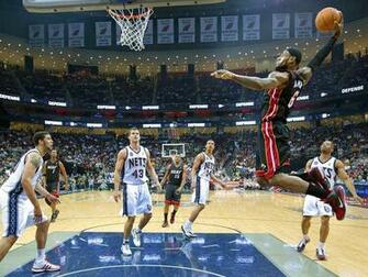 Miami Heat Lebron James Stuffs Ball Against New Jersey Nets In Nba