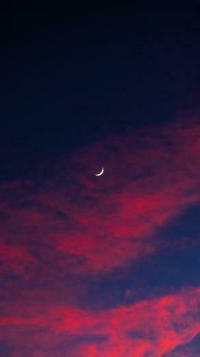 Wallpaper Crescent Moon Sky Clouds Night