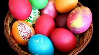 Easter Eggs In Basket Wallpaper HD