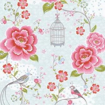 Blue Floral Birds Trail Wallpaper Bolt Contemporary