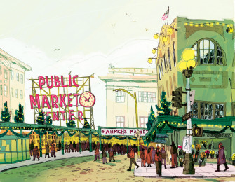 Pike Place Market Decked Out For The Season Wallpaper