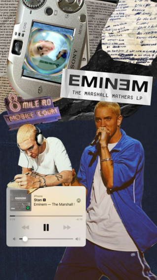 Eminem Stan Moodboard Blue Vintage Aesthetic Collage
