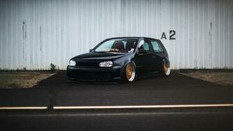 Volkswagen Golf Vw R32 Black Low Tuning Dapper Wallpaper
