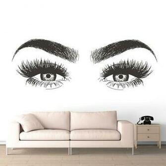 Beauty Salon Decoration Long Lashes Vinyl Wall Sticker Eyelashes