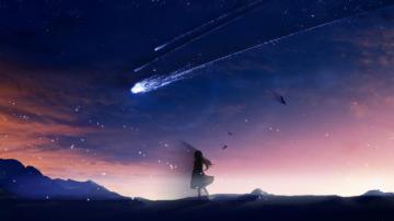 Anime Night Sky Scenery Comet 4k Wallpaper