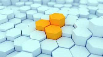 Yellow And White 3d Hexagons Widescreen Full HD Wallpaper
