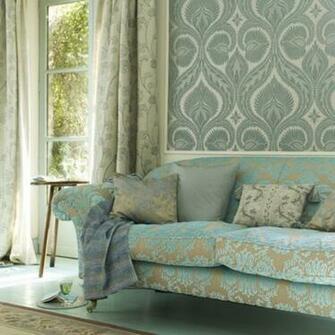 Living Room With Patterned Wallpaper Feature Housetohome
