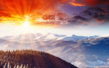 Beautiful Winter Sunset Landscape HD Wallpaper