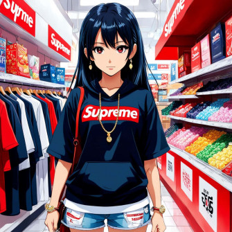 Anime Character Supreme Store Shopping Wallpaper