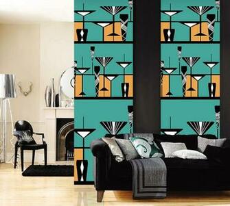 Art Deco Mural Shaken Not Stirred Wallpaper Manhattan Bar