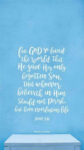 Book Of John Bible Verse Typography Blue White