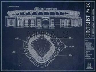 Suntrust Park Blueprint Wallpaper Mural Murals Your Way