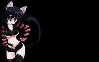 Brunettes Ecchi Nekomimi Animal Ears Tights Cat Anime HD Wallpaper Of
