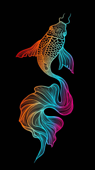 Neon Fish Art iPhone Wallpaper
