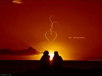 Wallpaper Background Beach Sunset Valentine Hearts