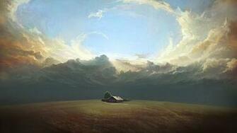 Farm Under The Cloudy Sky Wallpaper