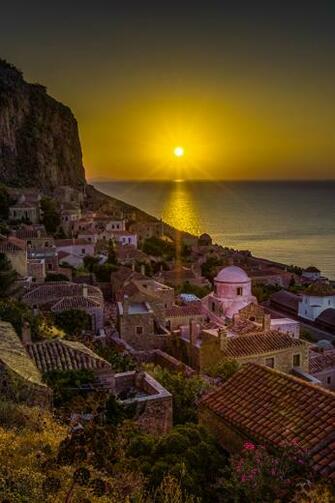 Photos Greece Monemvasia Sun Sea Roof Rock Sunrises And