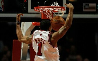 Sports Slam Dunk Nba Basketball Derrick Rose Chicago Bulls Wallpaper