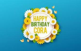 Wallpaper Happy BirtHDay Cora 4k Blue Background With