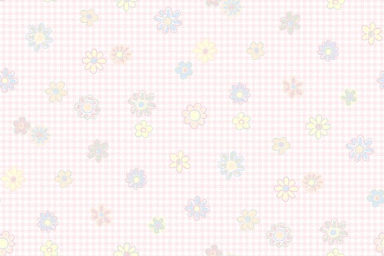 Gingham Check With Flowers Background Wallpaper