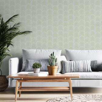 Sage Green Art Deco Wallpaper Self Adhesive The Wallberry