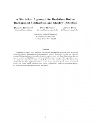 A Statistical Approach For Real Time Robust Background Subtraction