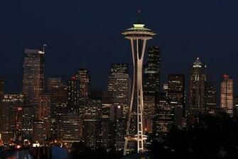 Seattle Skyline At Night Wallpaper Wall Mural Self Adhesive