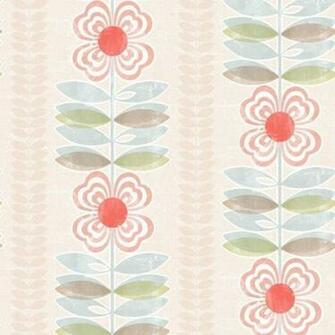 Avril Red Modern Floral Stripe Wallpaper
