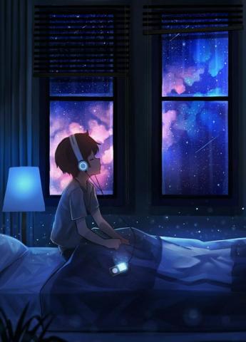 Anime Boy Night Lyrics Cool Wallpaper Art