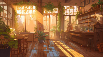 Cozy Coffee Shop With Warm Atmosphere Wallpaper