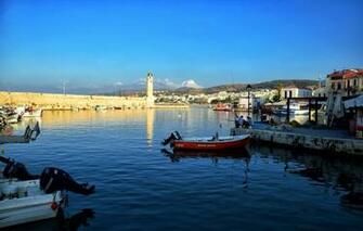Wallpaper Sea Fishing Lighthouse Boats Greece Rethymno Crete