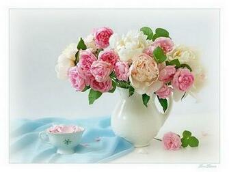 Pitcher Of Peonies Wallpaper HD