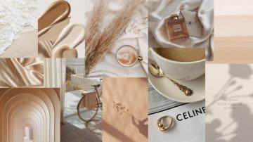 Cream Collage Aesthetic Desktop Wallpaper Vintage