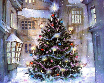 Christmas Tree Inside Wallpaper Stock Photos