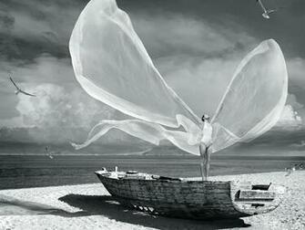 Women Ocean Wings Beach Boats Wallpaper Boating