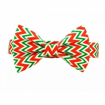 Christmas Bow Tie Dog Collar Red And Green Chevron