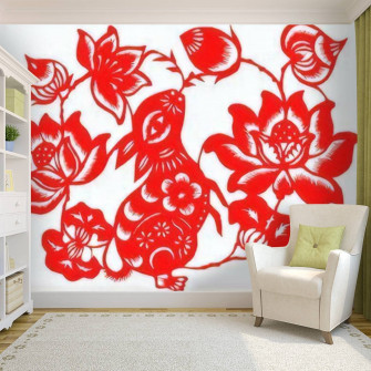 Self Adhesive Pvc Wallpaper China Paper Cut Art Chinese Year For