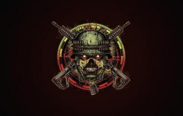 Wallpaper Minimalism Skull Monster Style Background Soldiers