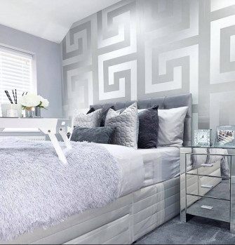 Versace Greek Key Silver Wallpaper Sales